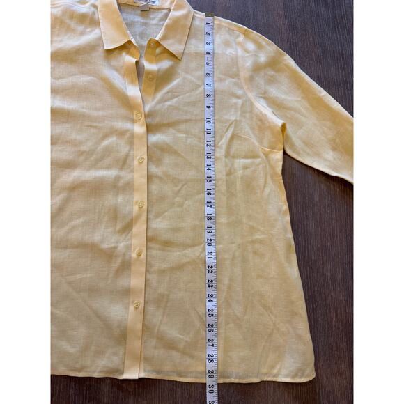 COLDWATER CREEK Linen Button Down Shirt Women size L Yellow Resort - Picture 8 of 8
